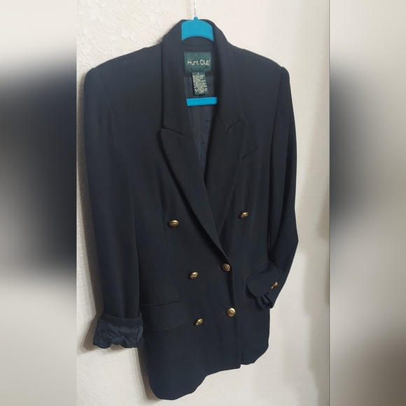 Vintage 90s Oversized Military Blazer Women's Size 6 Black Suit Jacket RARE VTG - Picture 7 of 9
